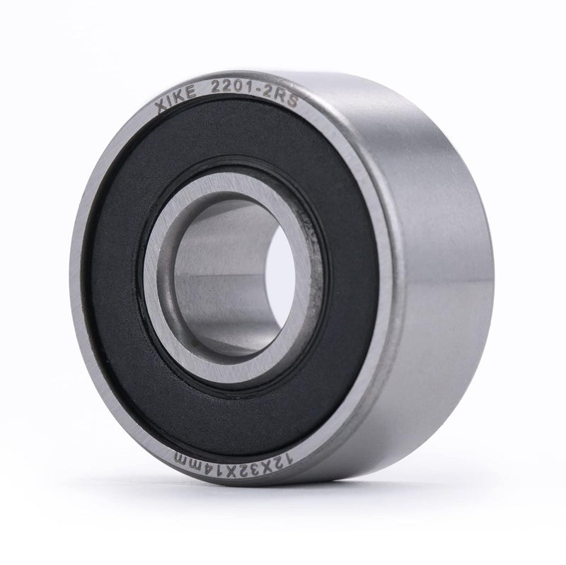 Xike 1 Pcs 2201-2RS Sealed Self-Aligning Ball Bearings 12x32x14mm, Lubricated and Chrome Steel Fits DIY/Fans/Industrial/Agriculture/Pulp/Paper/Beverage/Textile/Material Handling Machinery. - Image 1